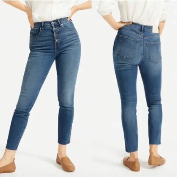 Everlane The Vintage Skinny Jean - Button Fly, Raw Hem, 25 Ankle - Picture 2 of 9